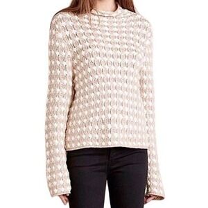 Anthropologie Sleeping‎ on Snow Crochet Popcorn Mock Neck Sweater Cream Medium